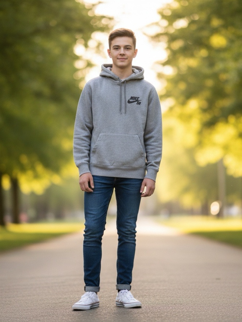 Nike Gray Hooded Nike SB Pullover Sweatshirt